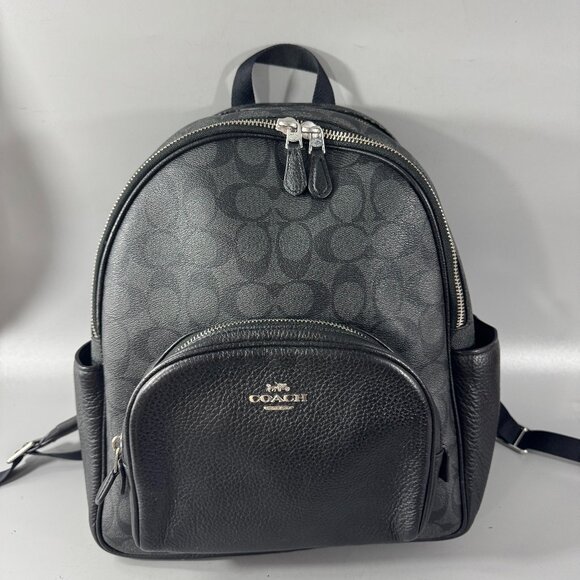 Coach 5671 Signature Court Canvas Backpack - Khaki/Periwinkle - Picture 1 of 15